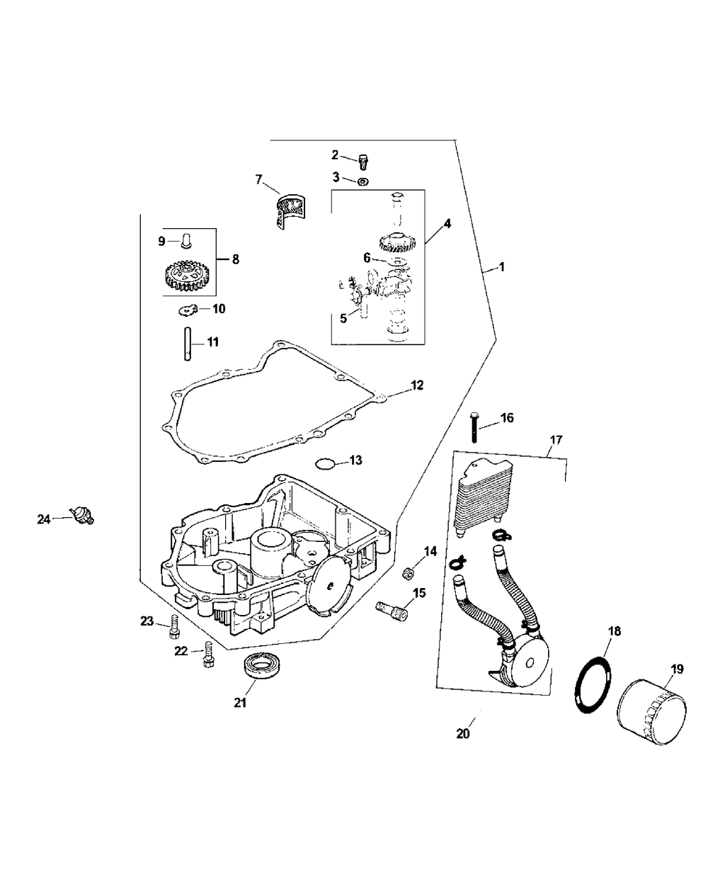Cv740s-0015 Oil Pan And Lubrication Diagram and Parts List for M60-KH (53AB5BDX150-27-HP)(2003) Cub Cadet Lawn Tractor
